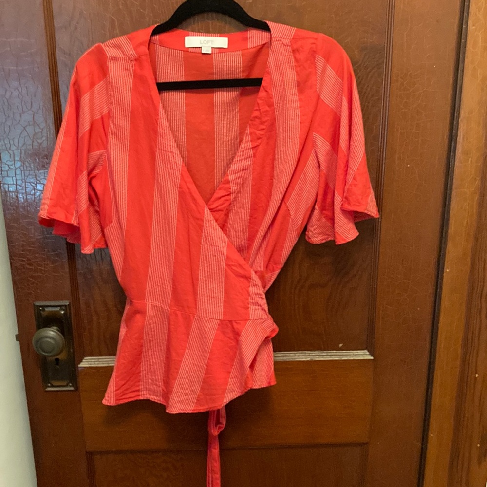 Loft small striped wrap top